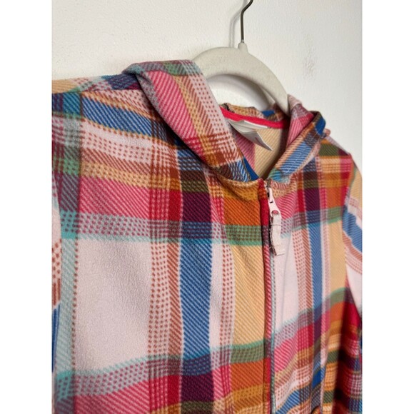 Cat & Jack Girls XL Plaid Union Suit One Piece Hooded Pajama Fleece Pink Red - Picture 4 of 14